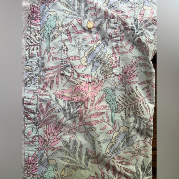 Free Planet Men’s Hawaiian Print Short Sleeve Pocket Polo Large - Picture 3 of 4